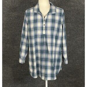 J.Jill Uncommon Threads plaid quarter-button Top Size Large PETITE Ci6245